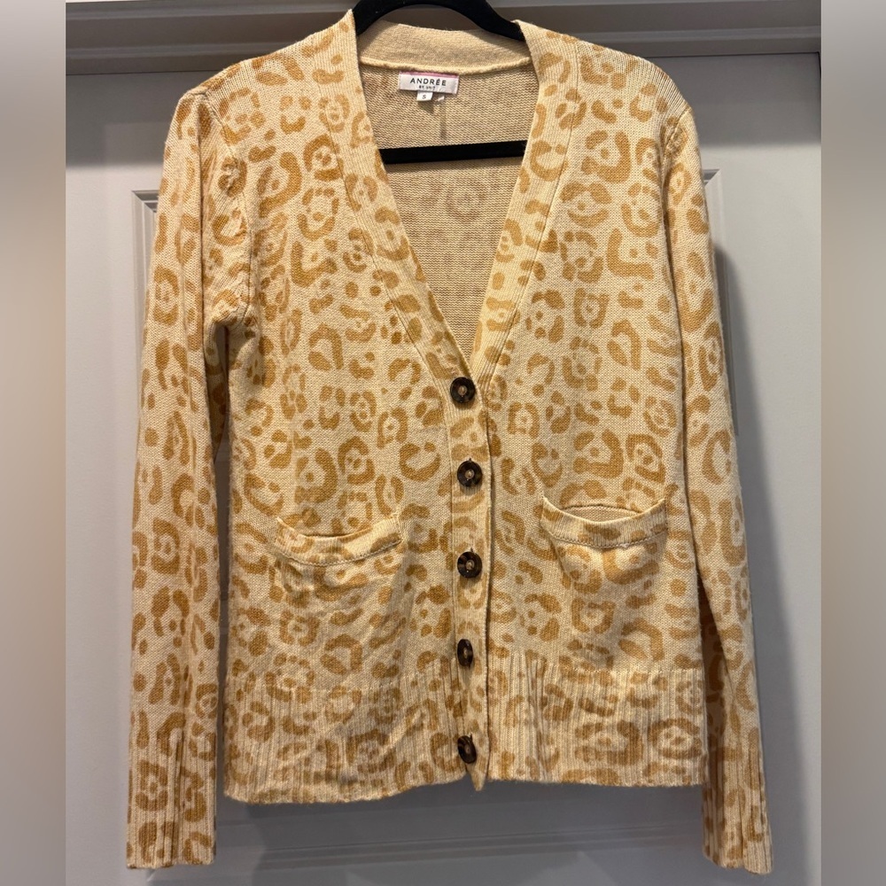 ANDREE BY UNIT Tan and Cream Animal Print Cardigan